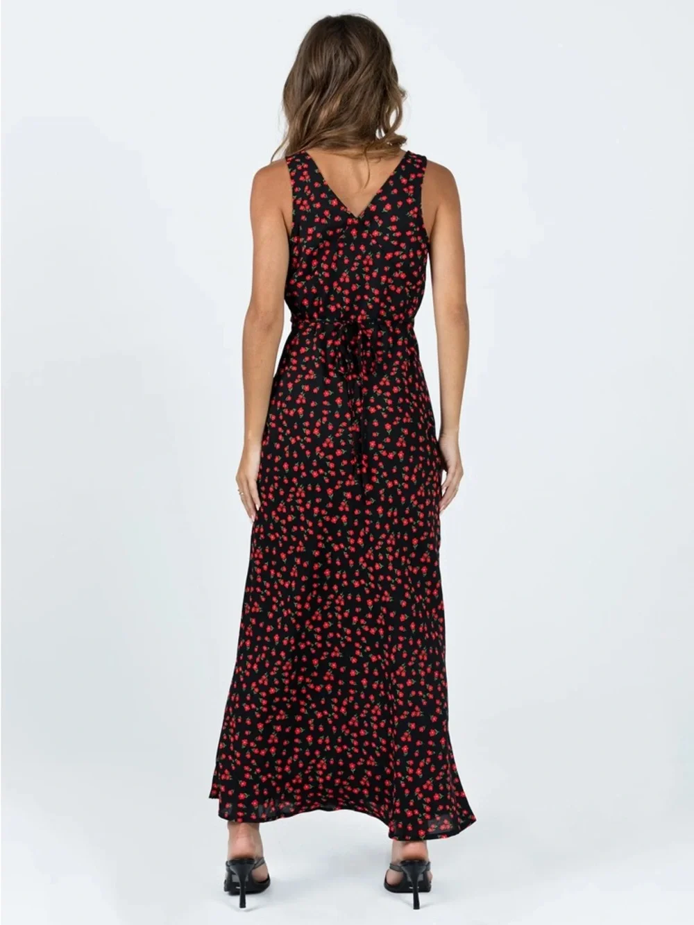 Nellie Maxi Dress Black/Red Floral - Picture 2 of 3